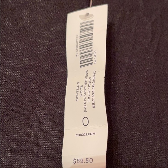 CHICO’S Stitch Detail Black Cardigan Sweater 0 - Picture 3 of 6